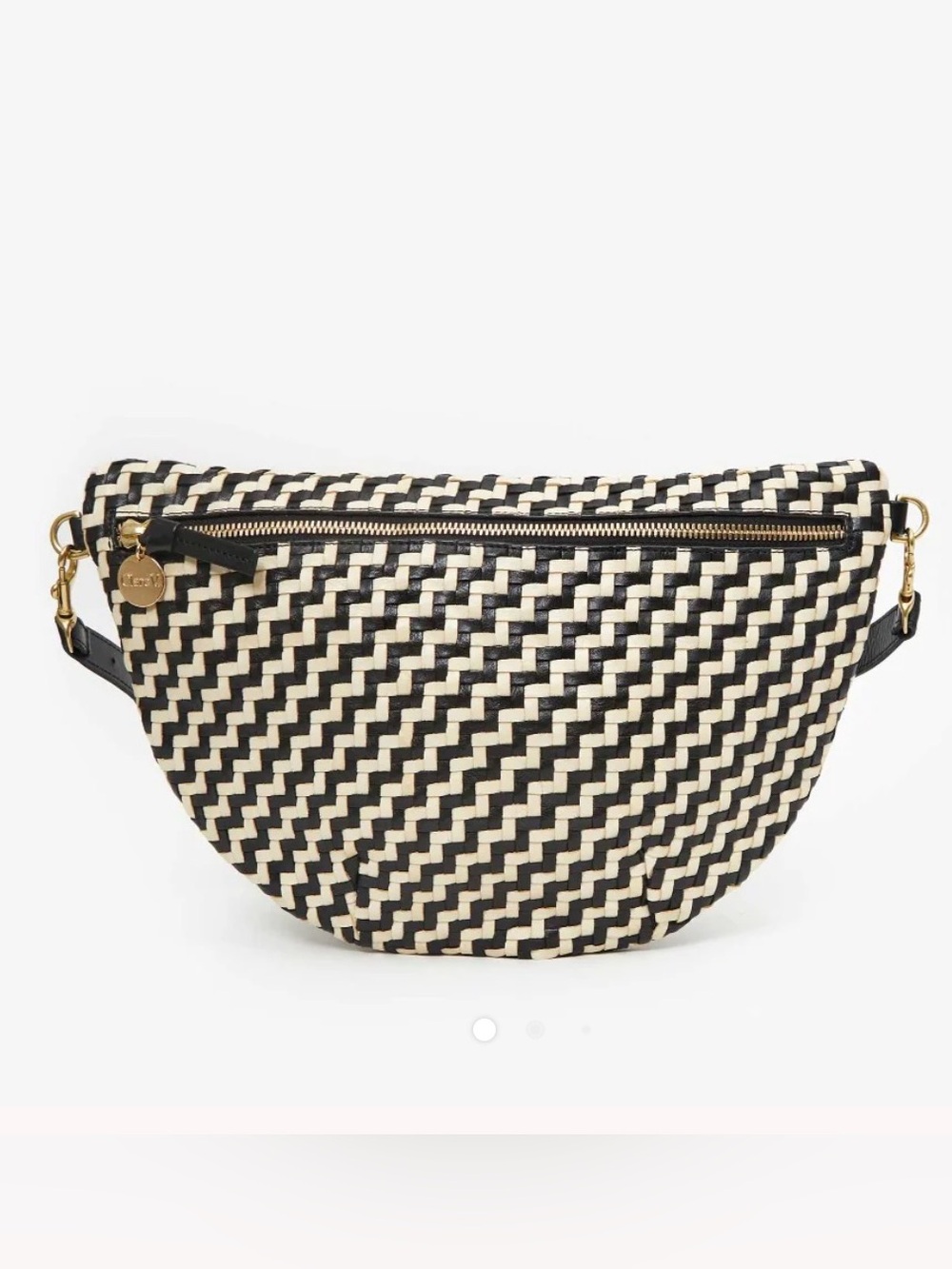 Clare V Grande Fanny, Black and Cream Woven Zig Zag
